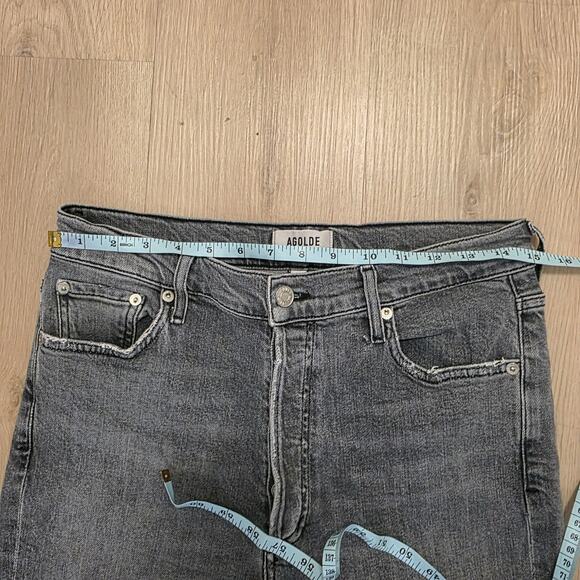 AGOLDE Gray High Rise Slim Fit Raw Hem Crop Stretch Casual Nico Jeans Size 30 - Picture 3 of 9